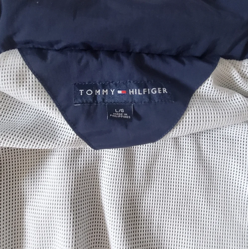 Tommy Hilfiger Blue Hooded Nylon Men's Jacket Large.